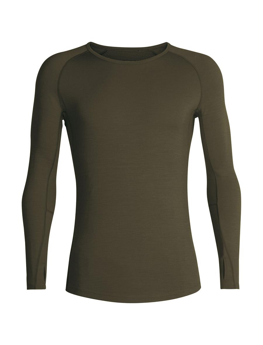 Base Layers Icebreaker BodyfitZone™ Merino 200 Zone Long Sleeve Thermal Crewe Top Męskie Oliwkowe | PL 1592PJJQ